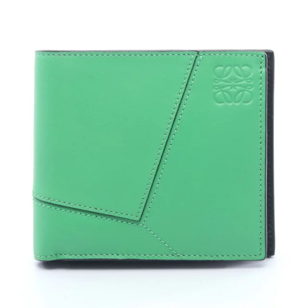 Loewe Puzzle Bifold Coin Wallet Leather Green